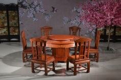 鸿日红木餐桌缅甸花梨木餐桌明清古典餐桌1.38米